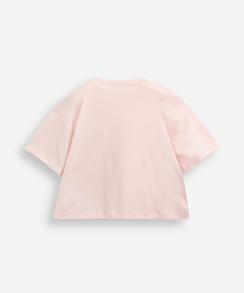camiseta boxy cropped skincare rosa