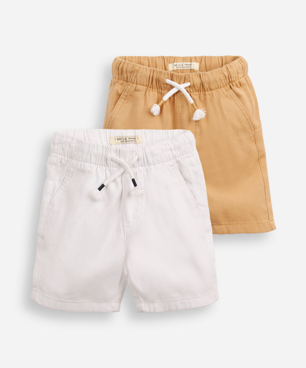 kit com 2 bermudas infantis sarja colorido