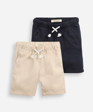 kit com 2 bermudas infantis sarja colorido