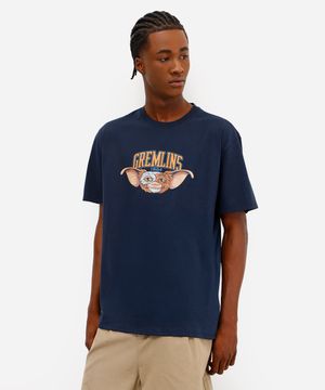 camiseta masculina de algodão gremlins azul