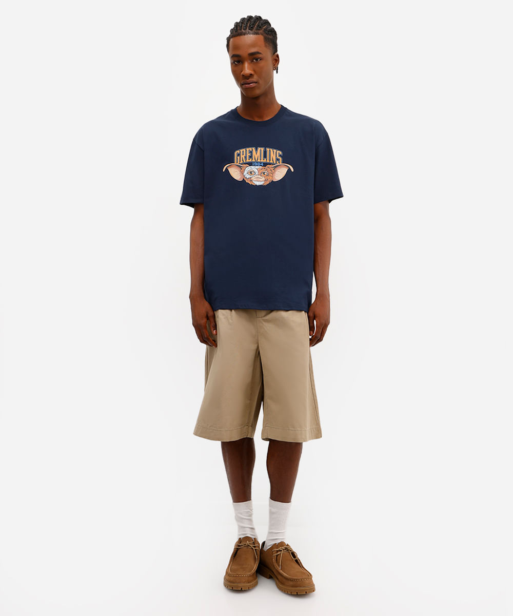 camiseta masculina de algodão gremlins azul