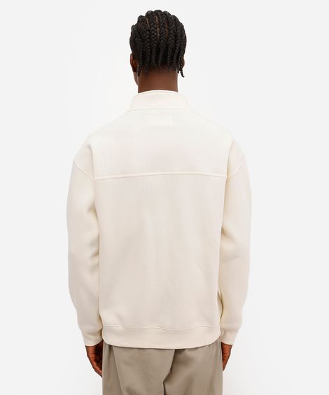 blusão masculino de moletom felpado com zíper off white