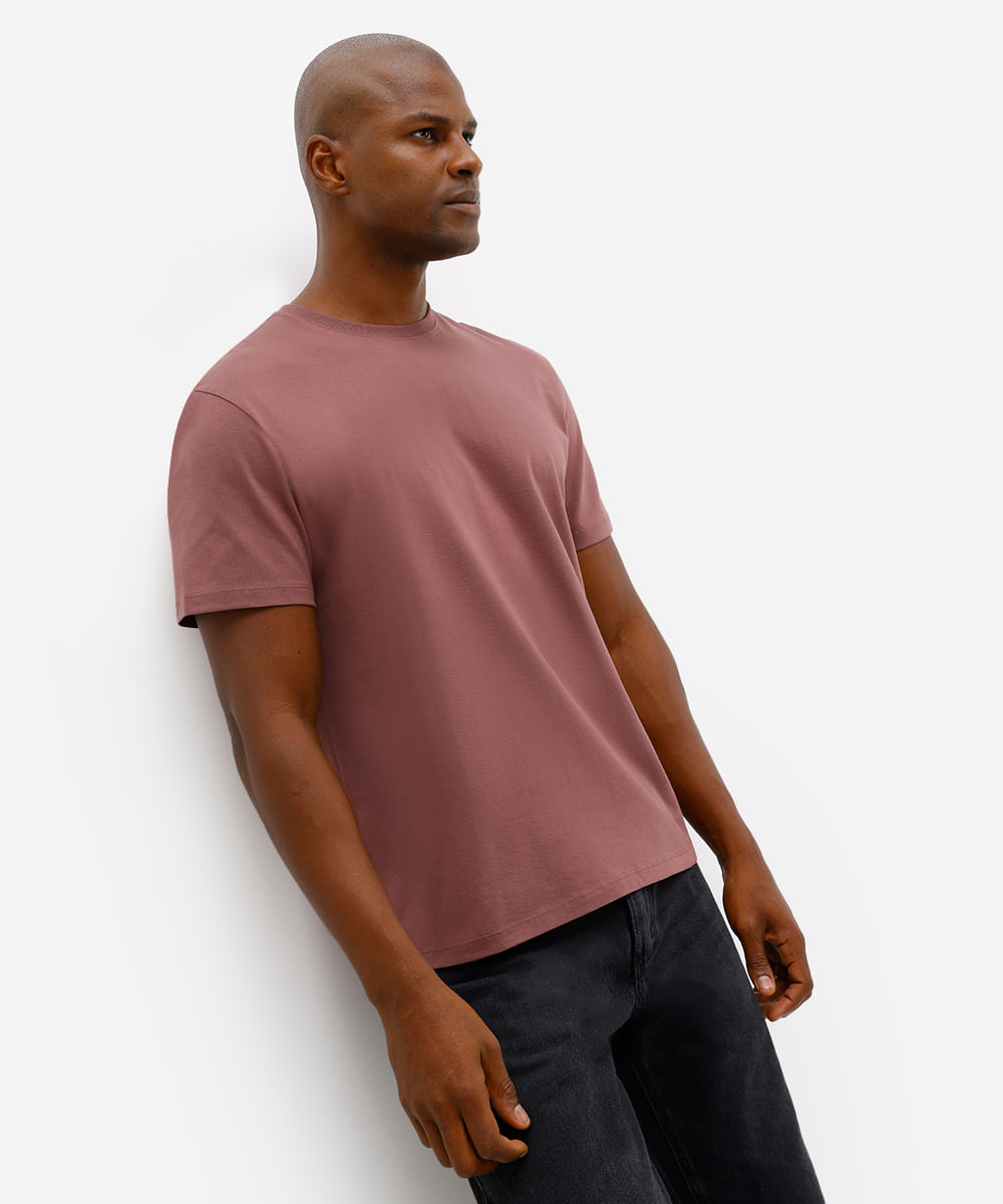 camiseta masculina de algodão pima manga curta roxa