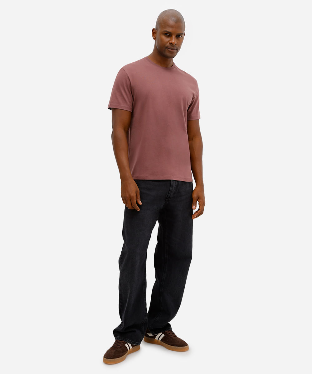 camiseta masculina de algodão pima manga curta roxa