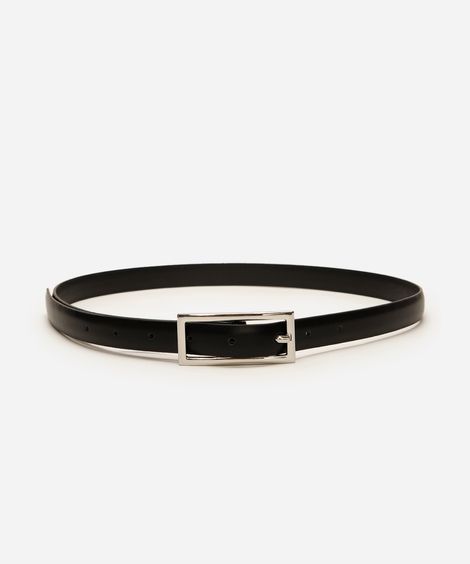 cinto feminino fino essencial com fivela retangular preto