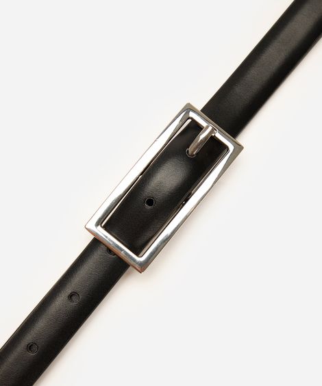 cinto feminino fino essencial com fivela retangular preto