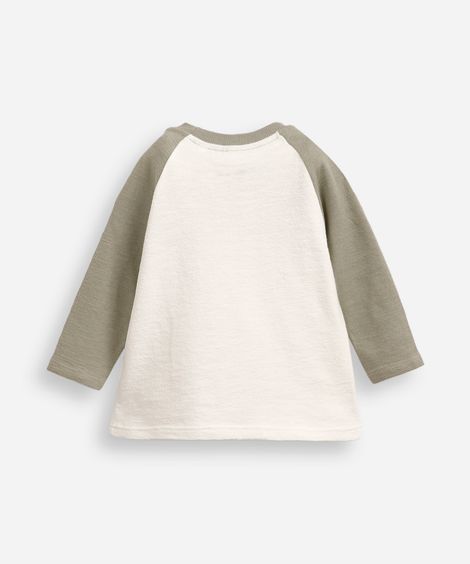 blusa infantil manga raglan texturizado off white