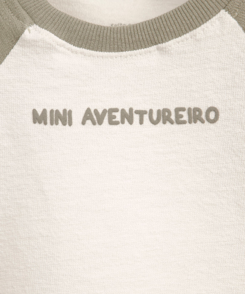 blusa infantil manga raglan texturizado off white