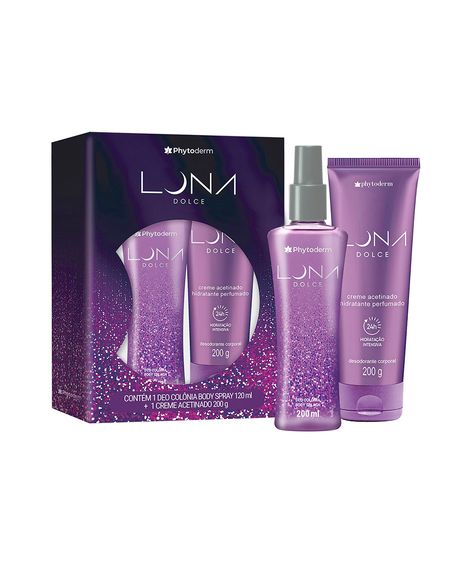 kit feminino phytoderm luna dolce deo colônia body splash 200ml e creme hidratante acetinado 200g