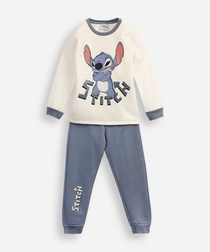 pijama infantil de algodão stitch azul