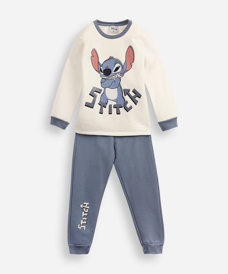 pijama infantil de algodão stitch azul
