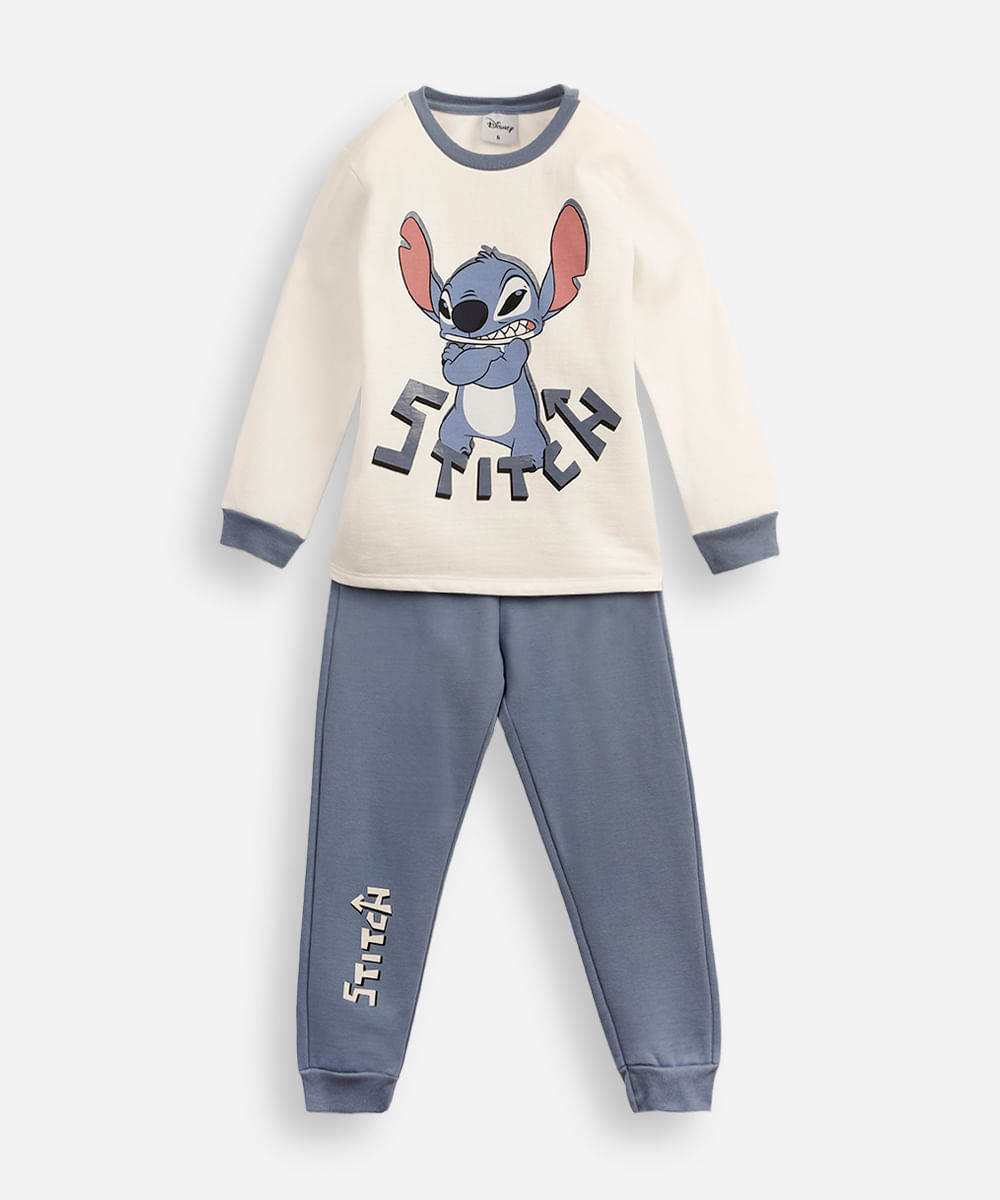 pijama infantil de algodão stitch azul