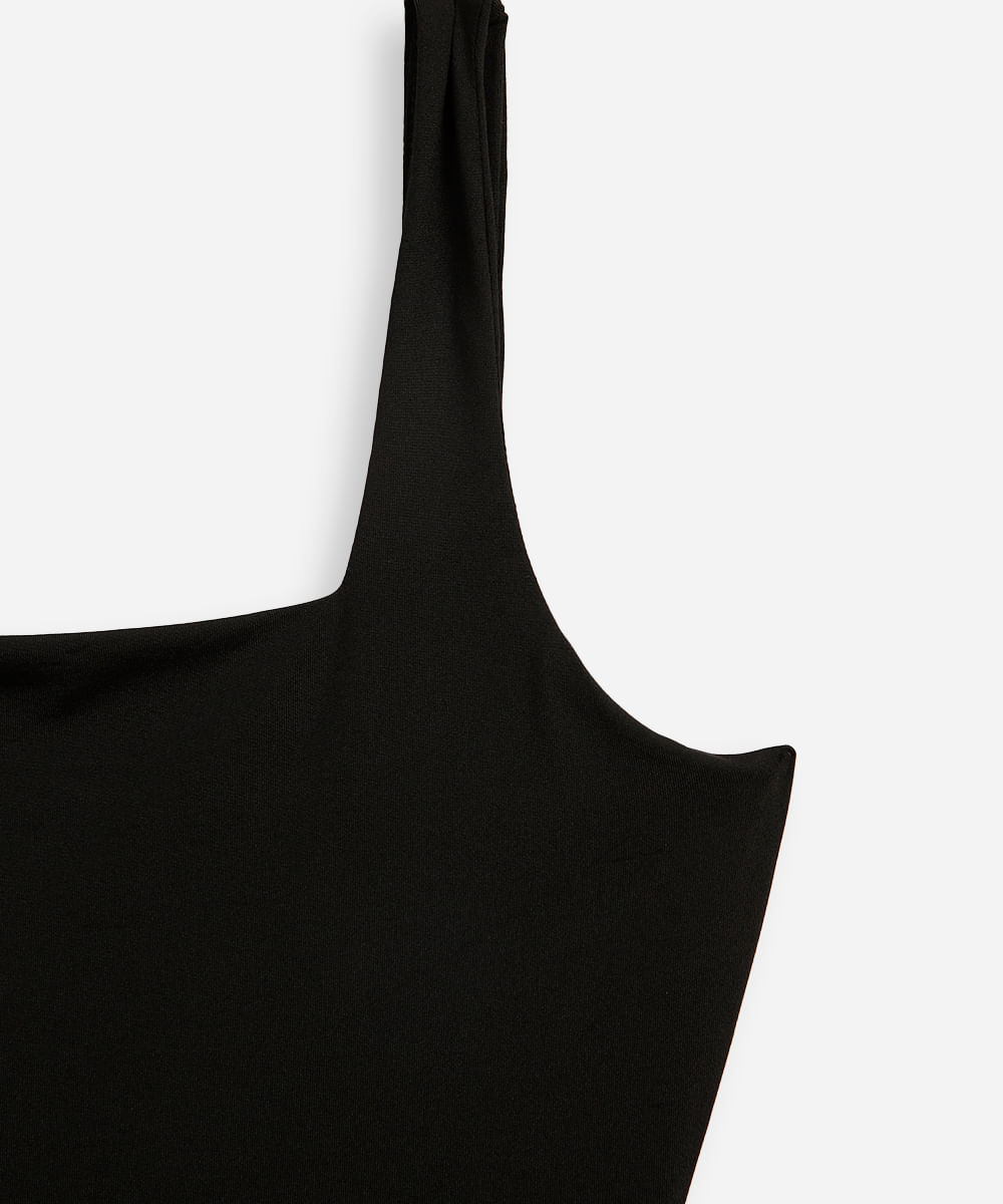 body infantil de poliamida decote quadrado preto