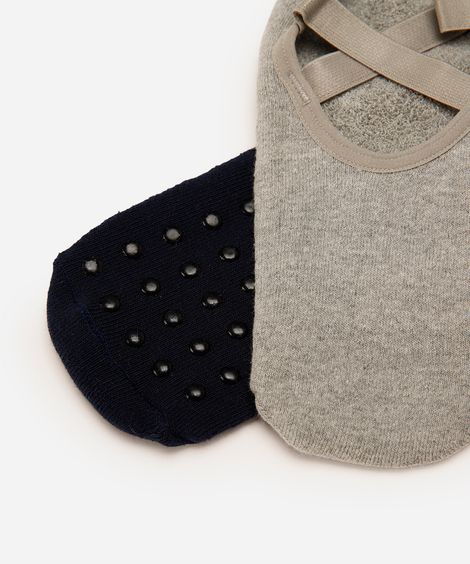 kit de 2 meias sapatilhas com sola antiderrapante colorido