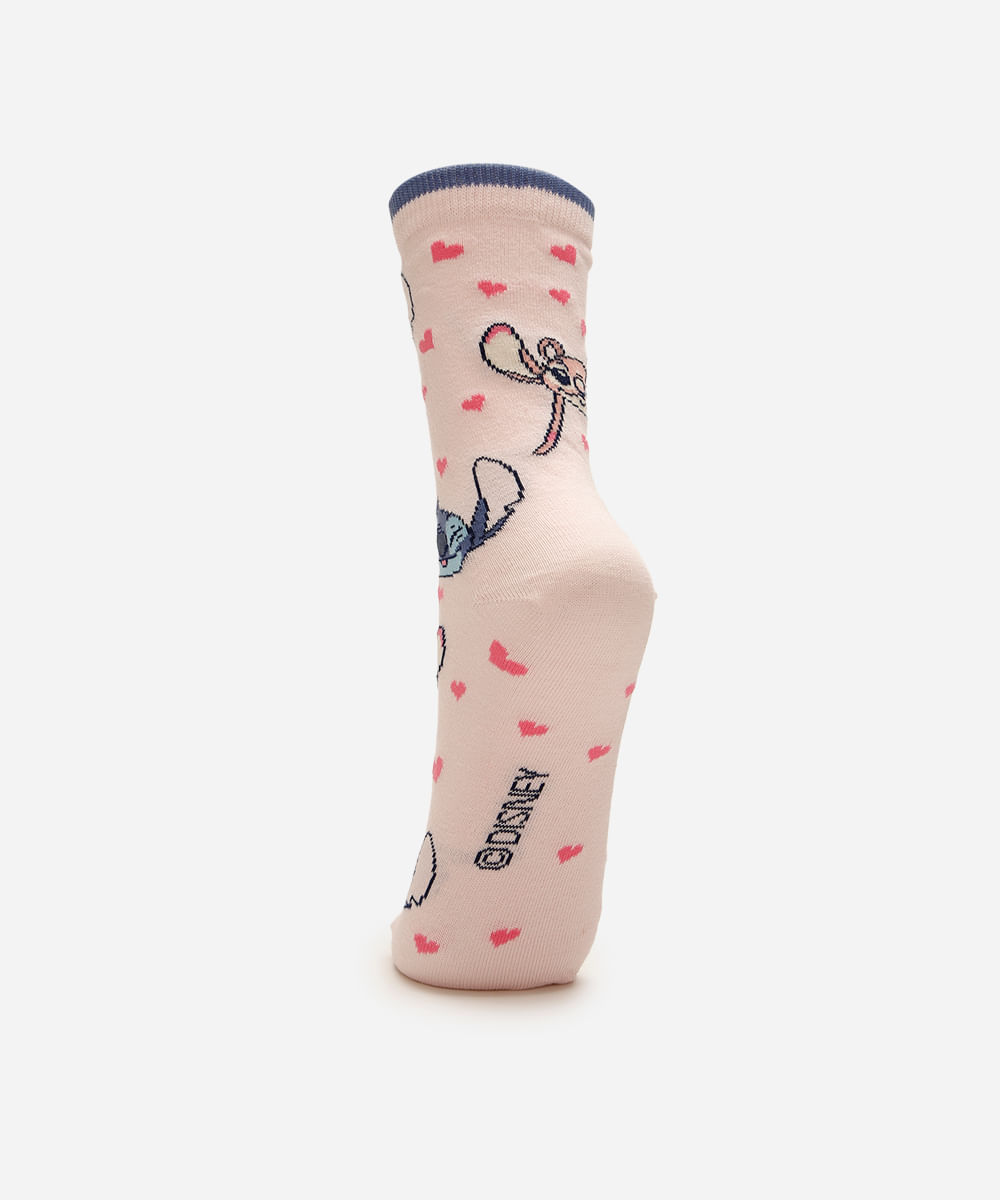 meia feminina cano longo stitch 34-39 rosa