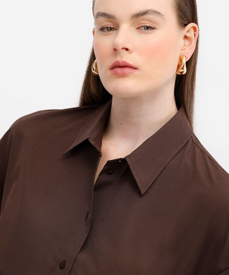 camisa oversized feminina manga longa marrom