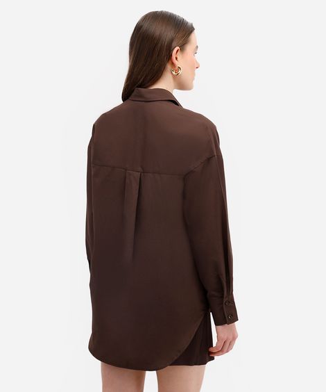 camisa oversized feminina manga longa marrom