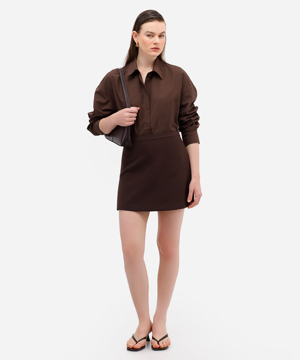 camisa oversized feminina manga longa marrom