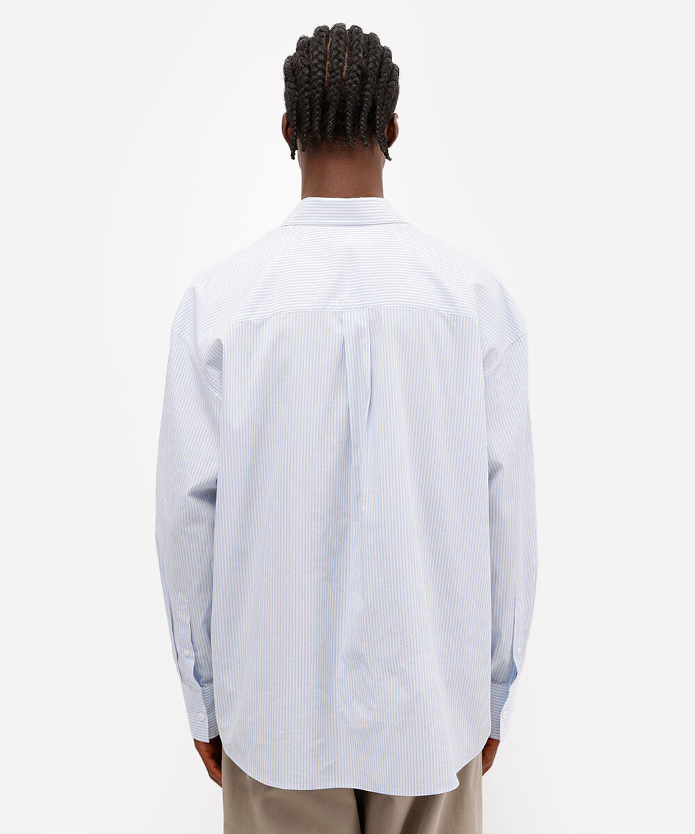 camisa oversized masculina de algodão listrada off white