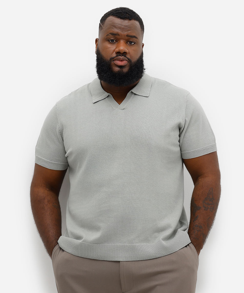 polo masculina de tricot plus size verde