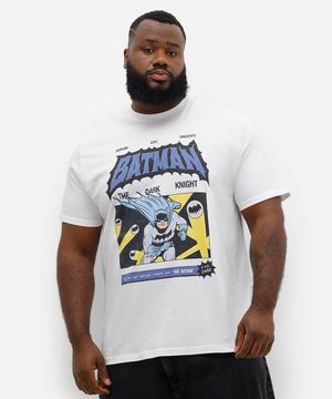 camiseta masculina de algodão batman plus size off white