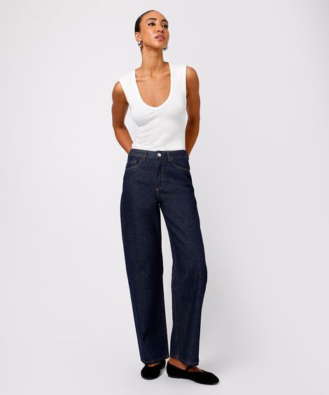 calça reta new york feminina jeans mindset azul