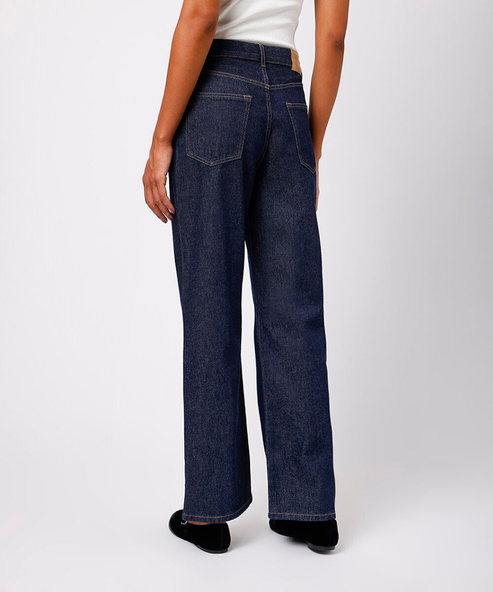 calça reta new york feminina jeans mindset azul