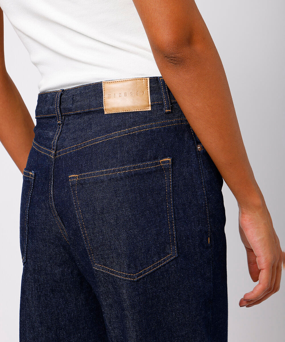 calça reta new york feminina jeans mindset azul