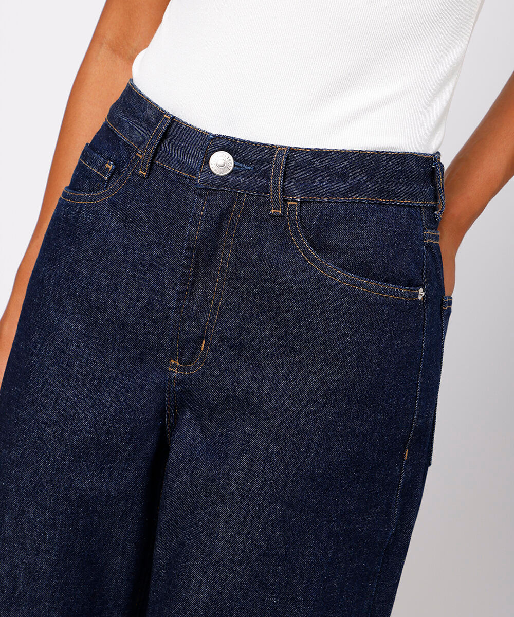 calça reta new york feminina jeans mindset azul