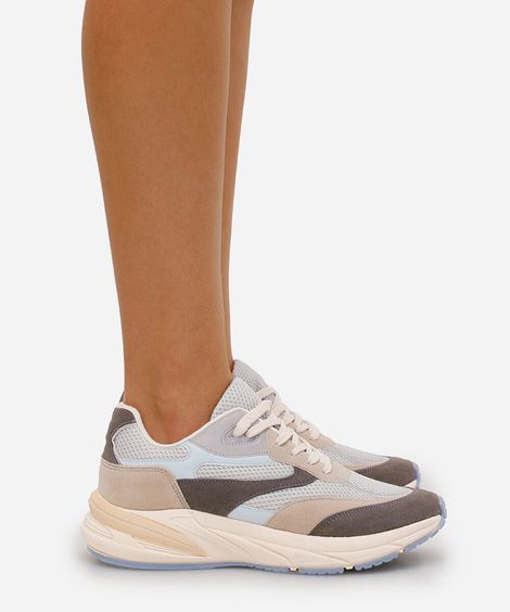 tênis chunky feminino  com detalhes refletivos - azul