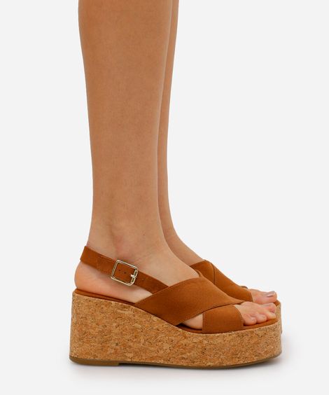 sandália plataforma feminina oneself marrom