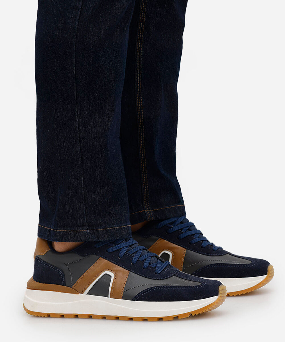 tênis com recortes oneself azul