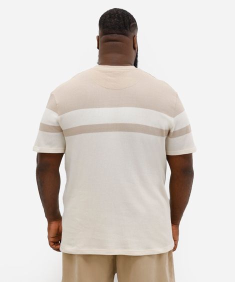 camiseta comfort de algodão texturizada plus size bege