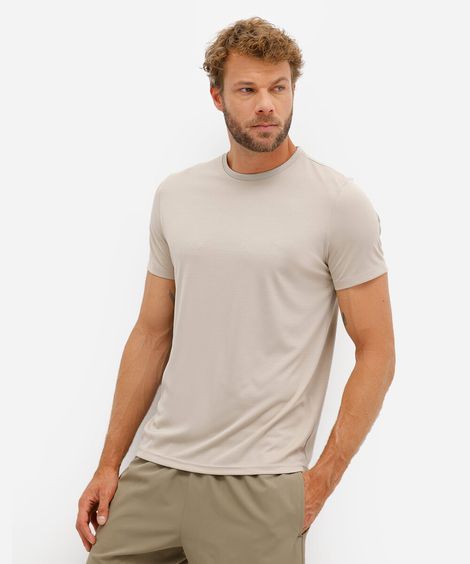 camiseta masculina básica esportiva manga curta bege