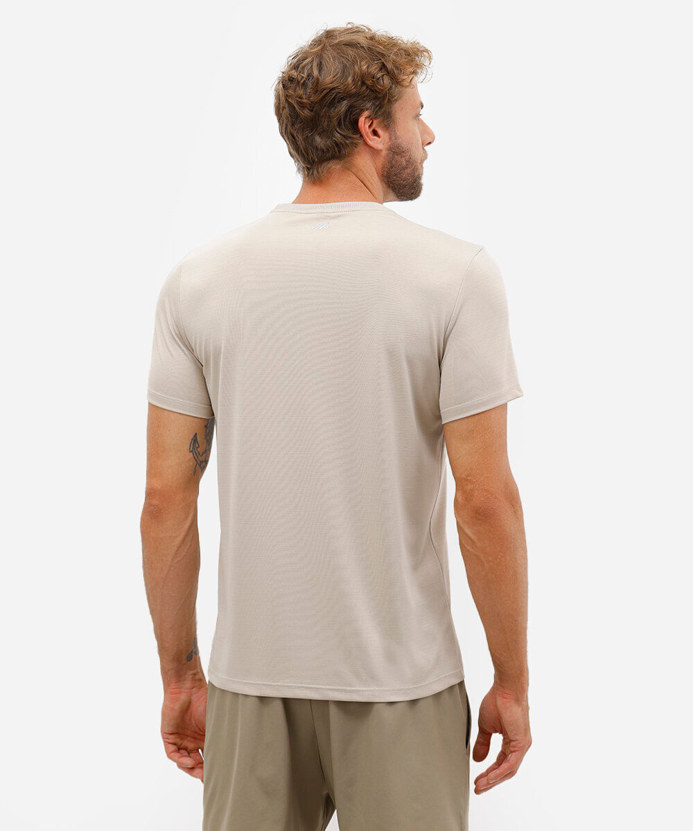 camiseta masculina básica esportiva ace manga curta bege