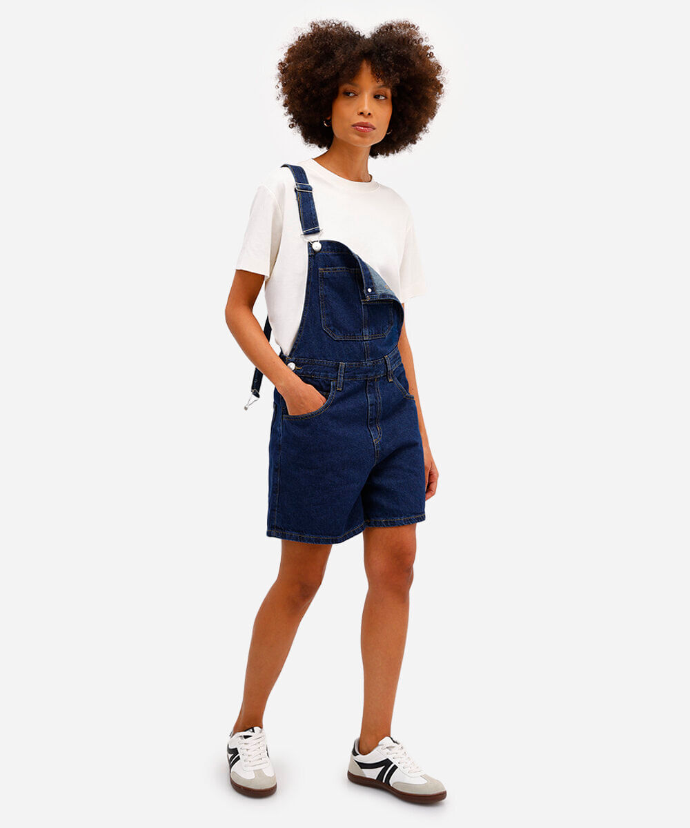 jardineira feminina jeans azul