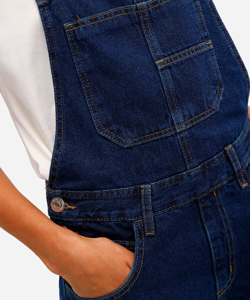 jardineira feminina jeans azul