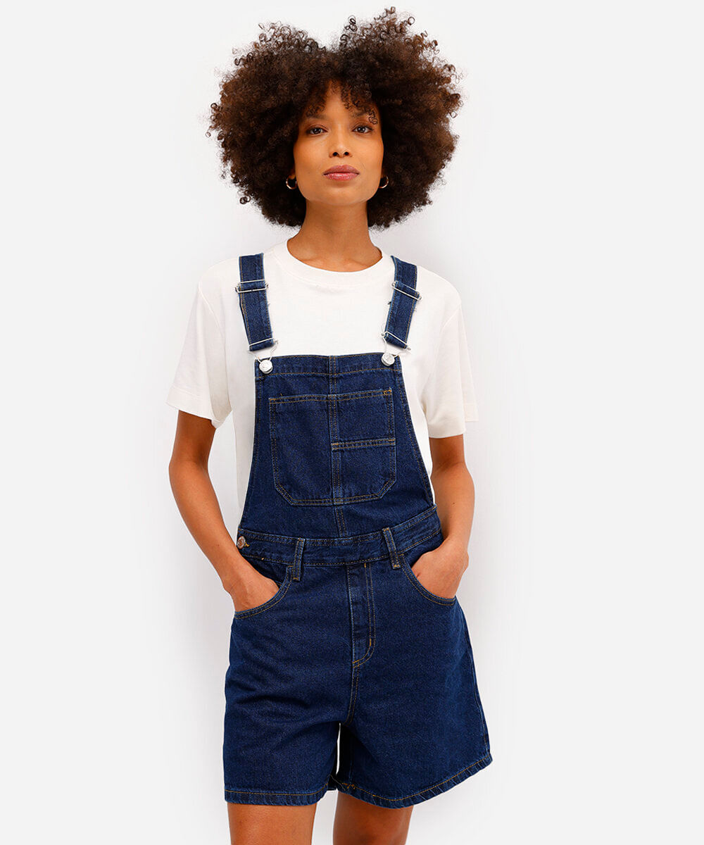 jardineira feminina jeans azul