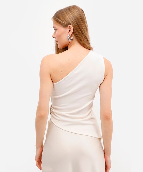 blusa ombro único feminina assimétrica off white