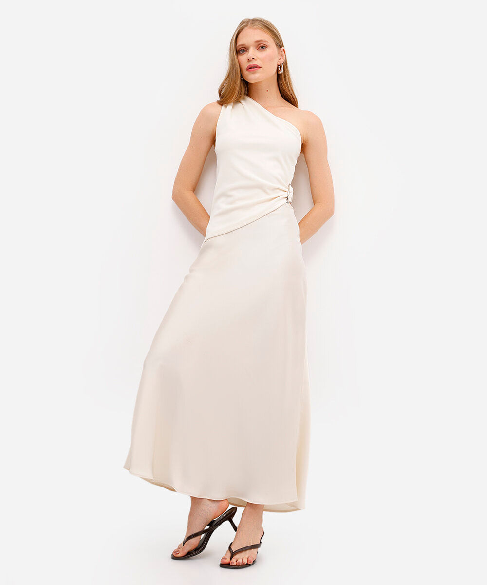 blusa ombro único feminina assimétrica off white