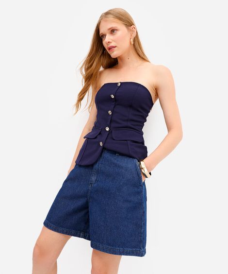 bermuda feminina jeans azul