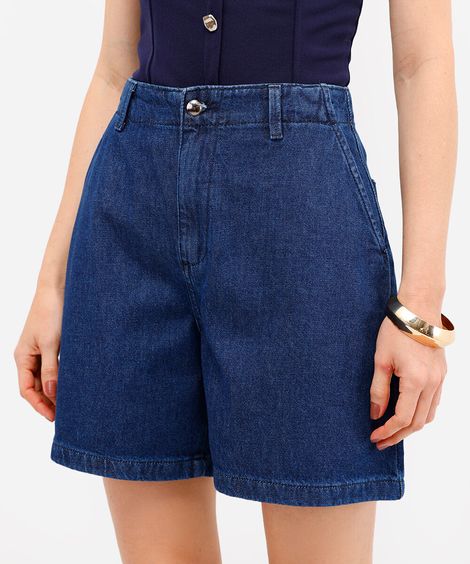 bermuda feminina jeans azul