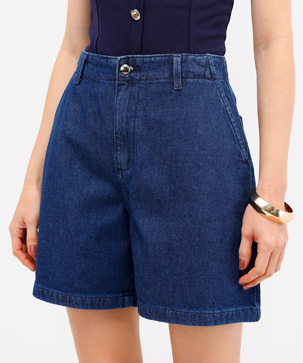 bermuda feminina jeans azul