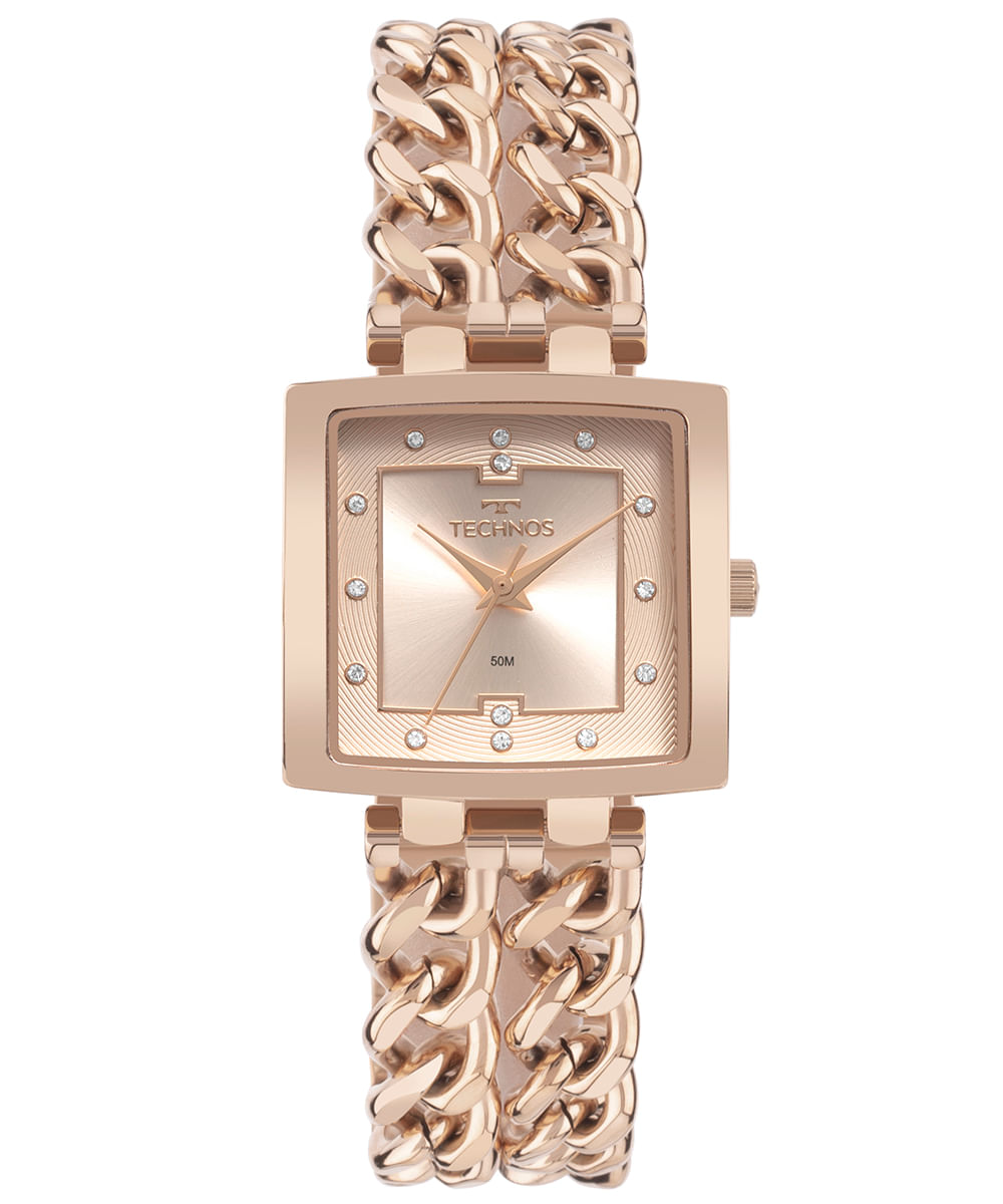 relógio feminino technos 2035mwk1j analógico rosa