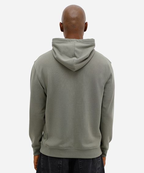 blusão básico masculino de moletom sem felpa com capuz verde