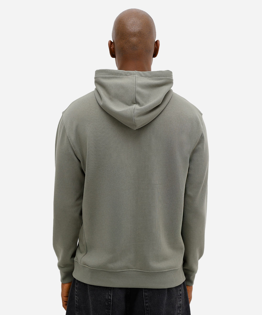 blusão básico masculino de moletom sem felpa com capuz verde