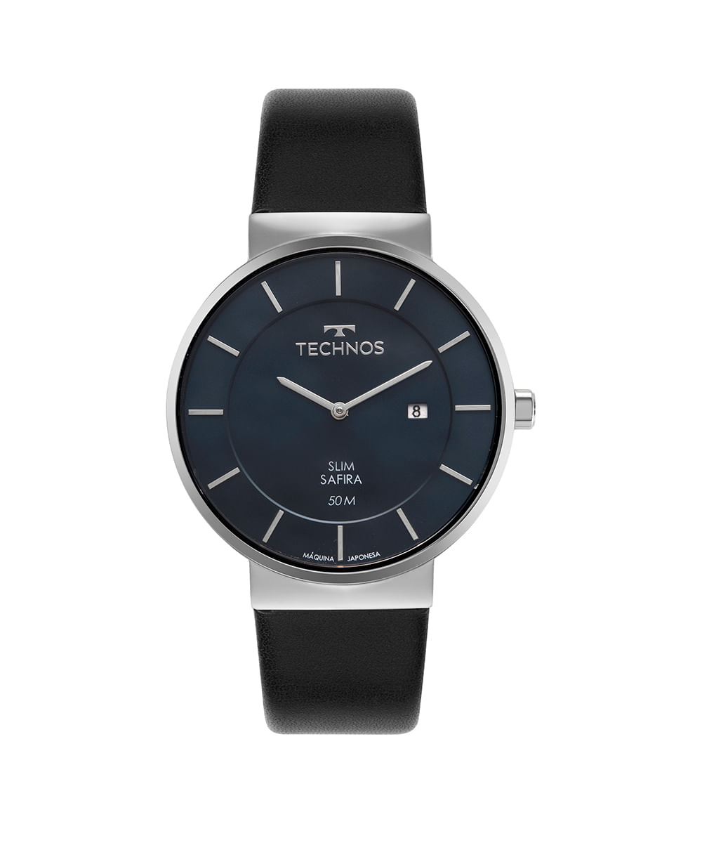 relógio masculino technos gm15ar0a analógico calendário prateado