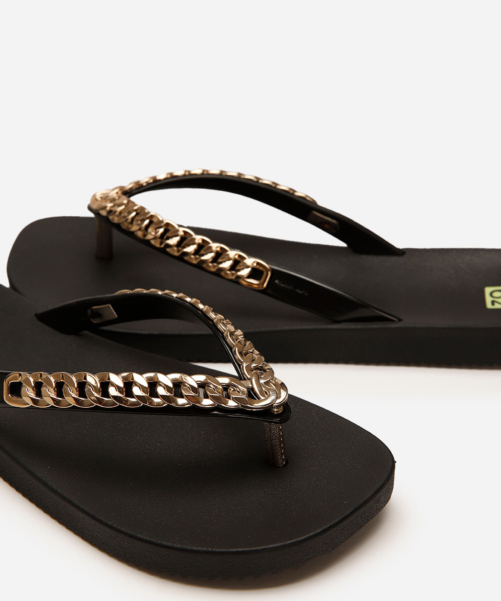 chinelo feminino corrente zaxy preto