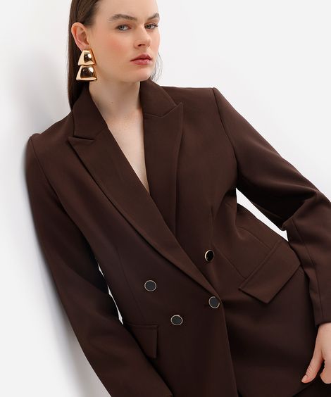 blazer feminino de alfaiataria marrom