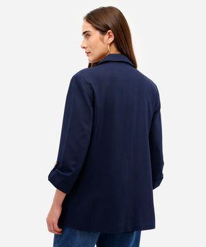 blazer feminino de alfaiataria com linho azul